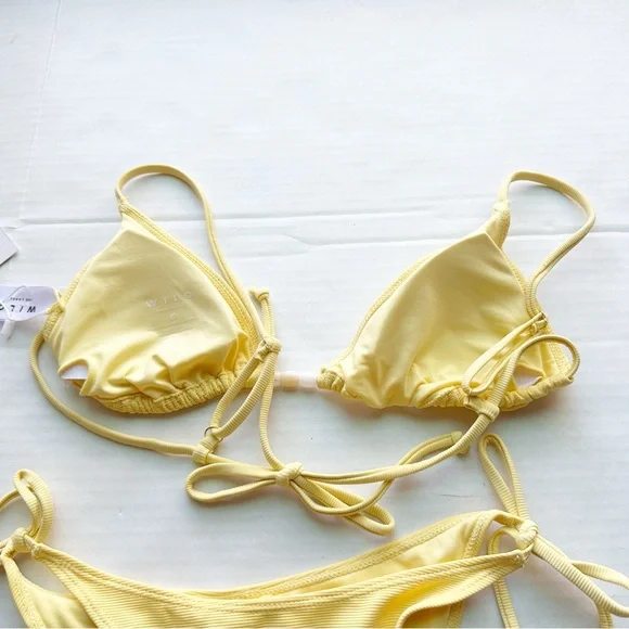 Wilo New Beaded 2 Piece Triangular Bikini in Butter Yellow NWT - Picture 8 of 16
